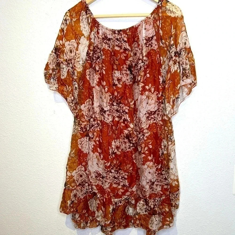 Elena Baldi Made In Italy Floral Ruffle Hem floral Spring Dress size Medium - Picture 3 of 7